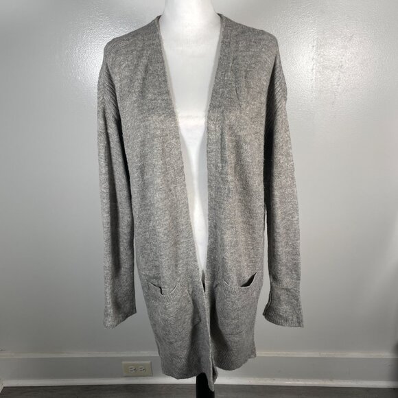 Dorothy Perkins Gray Tan V Neck Open Front Long Sleeve Cardigan Sweater S - Picture 2 of 14